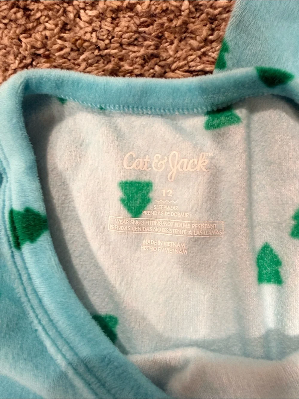 Cat & Jack Light Blue Pajama Set with Green Tree Print